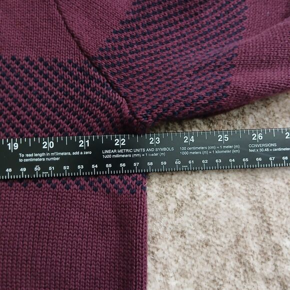 Chaps Men's L/G Burgundy & Blue Striped 1/4 Zip Pullover Sweater Grandpacore - Picture 10 of 14
